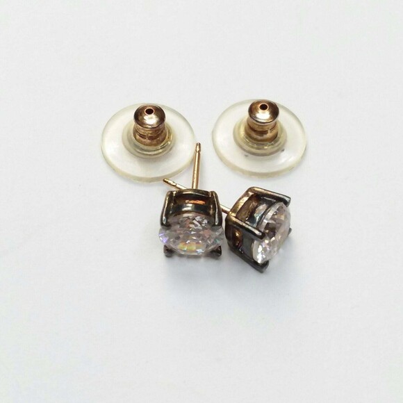 CAROLEE silver CZ stud earrings norm core classic capsule modest clear elegant - Picture 5 of 6